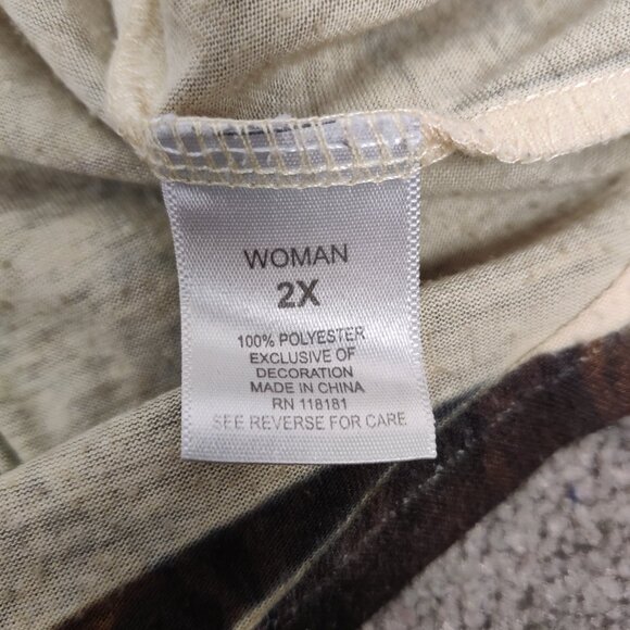 Dressbarn Women's Blouse Size 2X Beige Flowered Jeweled Cord Embroidery Y2K Chic - Picture 8 of 11